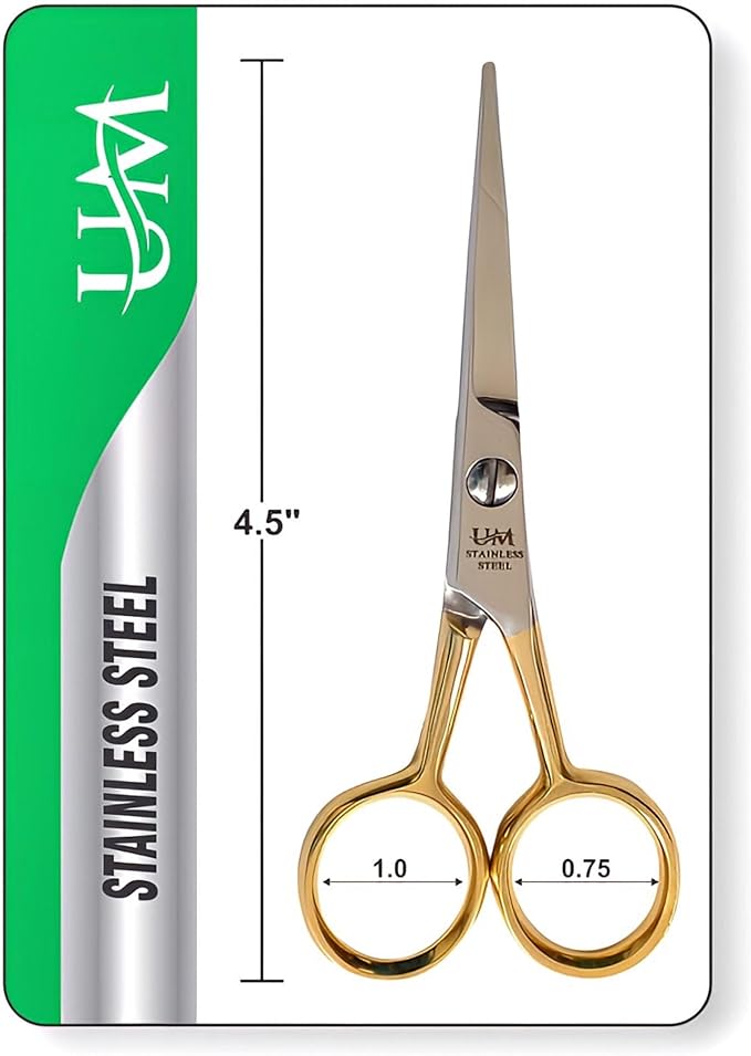 UM Supplies Hair Scissors | Premium Shears For Hair Cutting | Professional Barber Scissors with smooth Razor I Haircut Scissors For SalonIWomen Mens|kidsIPets (Silver) (SILVER-GOLD 4.5)