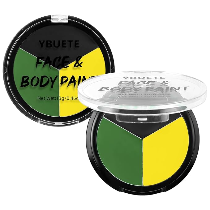 Black Yellow Bright Green Body Paint, Waterproof SFX Makeup for Adult Halloween Cosplay Witch Monster, Full Coverage Non-Toxic Face Painting for Stage Performances and Festival Designs