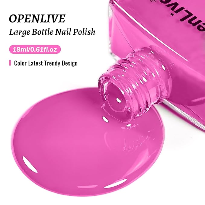 18ml Rose Pink Nail Polish Large Volume Quick Drying Nail Polish, Fast Drying and Long Lasting Color Nail Art DIY Home Manicure Gift for Women