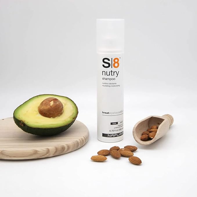 NAPURA S8 Nourishing Shampoo for Dry & Brittle Hair - Hydrates, Softens & Adds Volume - Cashmere Silkshine Proteins, Jojoba Oil (6.76 fl oz)
