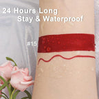 evpct 2Pcs Dark Red Maroon Matte Lipstick and Lip Liner Makeup Set for Women Dark Blood Red Liquid Matte Brown Lipstick Lip Liner Stain Long Lasting Waterproof Permanent Lipsticks 24 hours 15#