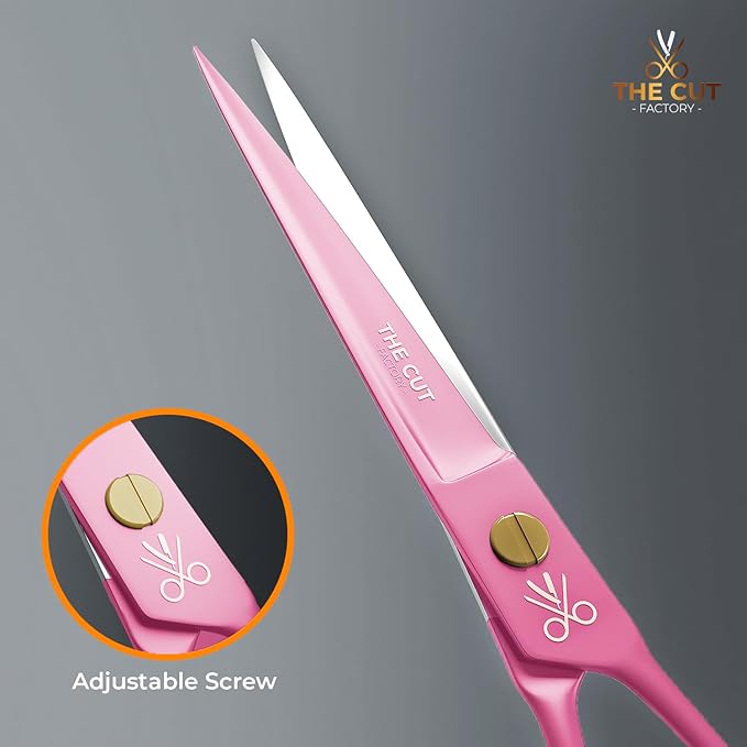 The Cut Factory- 6.5” Professional Hair Scissors - High Carbon 420 Stainless Steel Hair Cutting Scissors, Ultra-Sharp Barber Shears for Salon & Home (PINK)