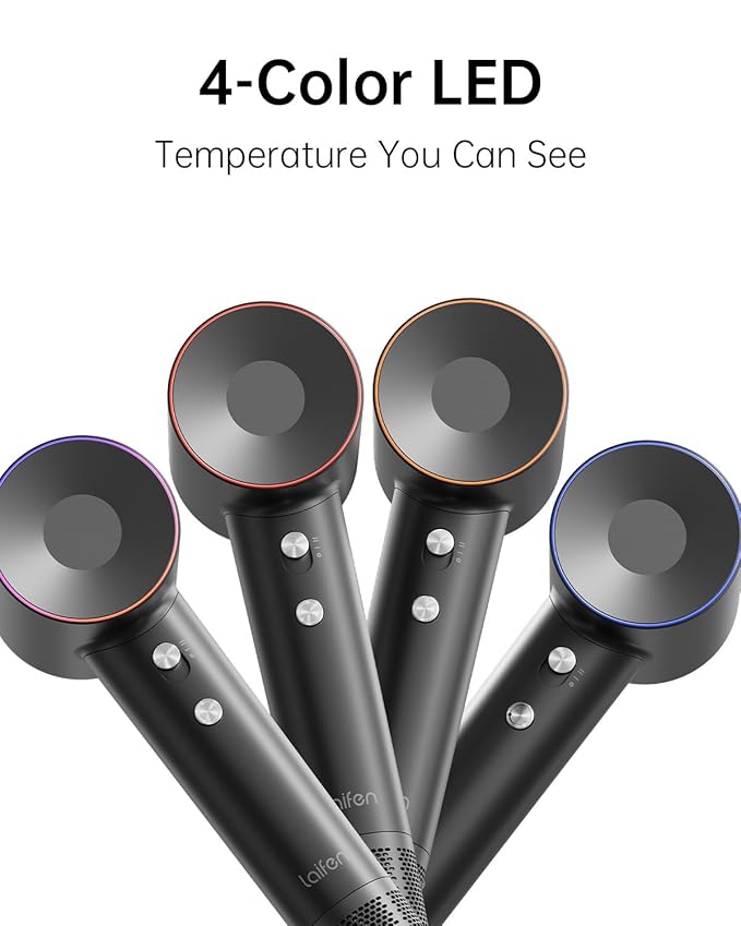 Laifen Swift Special Hair Dryer, High Speed 200M Ionic Blow Dryer with 110, 000 RPM Brushless Motor for Fast Drying, Low Noise, Hairdryer with Magnetic Nozzles