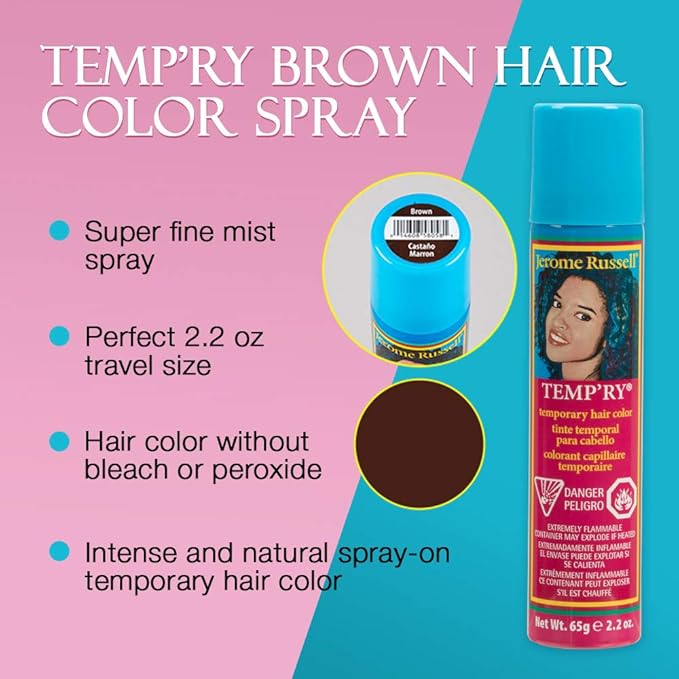Jerome Russell Temp'ry Spray-on Brown Hair Color, 2.2oz x 3 pack