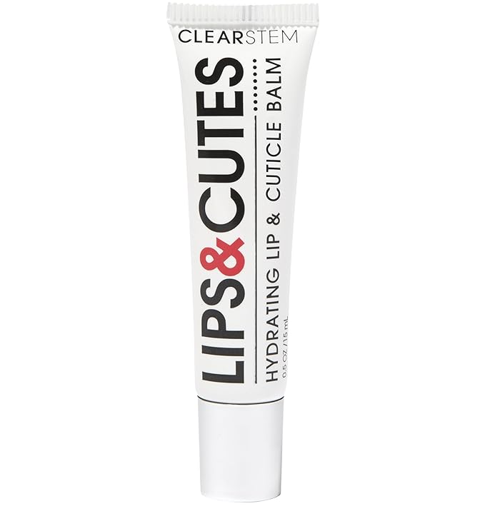 CLEARSTEM LIPS&CUTES Lip Balm & Cuticle Care - Multi-Tasking Hydrating Balm with Peptides, Vitamin E & Green Tea - Lip Care Products & Cuticle Balm Essentials for Daily Soothing & Nourishing Routine