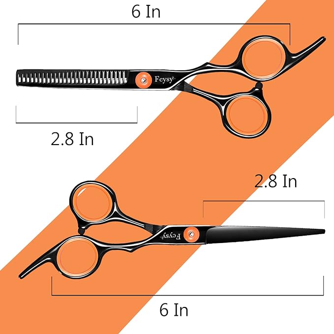 Hair Scissors Thinning Shears for Hair Cutting, Fcysy Professional Barber Blending Shears Kit with Straight Edge Razor Barber Tools, Hairdressing Trimming Scissors for Men Women