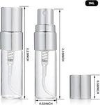 20Pcs 3ml Empty Clear Glass Mist Spray Bottle Refillable Mini Perfume Atomizer Travel Sample Bottle with Silver Aluminized Nozzle Makeup Container for Perfume (3ml Silver Caps)