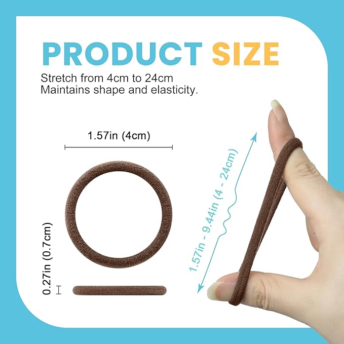 HOYOLS Soft Large Ponytail Holder for Women’s Elastic Hair Ties Hair Bands No Slip No Damage Seamless Scrunchies Headbands 100 Pcs (Sparkling Amber)