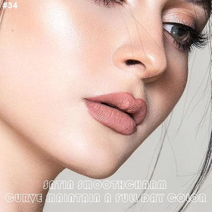 evpct 2Pcs Mauve Nude Neutral Color Lip Liner and Matte Lipstick Makeup Sets Vegan Lipstick Lip Liner and Gloss Set Lip Stain Long Lasting Waterproof 24 34#