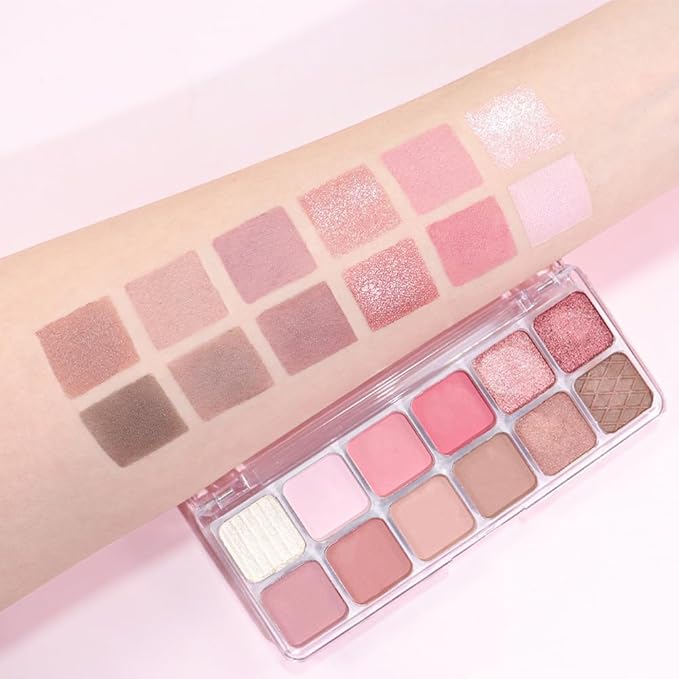AMY'S DIARY 12Color Light Pink Purple Eyeshadow Palette, Long-Lasting, and Highly Pigmented. Elevate Your Eye Makeup– Unleash Your Unique Style (10#)