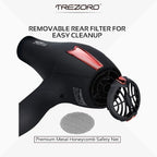 TREZORO Professional Blow Dryer – Ionic Hair Dryer 2000W with Diffuser for Salon & Personal Use – Powerful, Fast & Quiet Drying for Curly Hair, Unwanted Frizz – Design for Travel – 8.2ft Cord