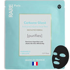 RARE Paris - Carbone Glacé - Purifying Carbon Black Facial Sheet Mask - Cleanses & Tightens - With Hamamelis & Mallow - Purifying, Firming & Revitalizing - Multi-Active Serum Formula - 1 Pack