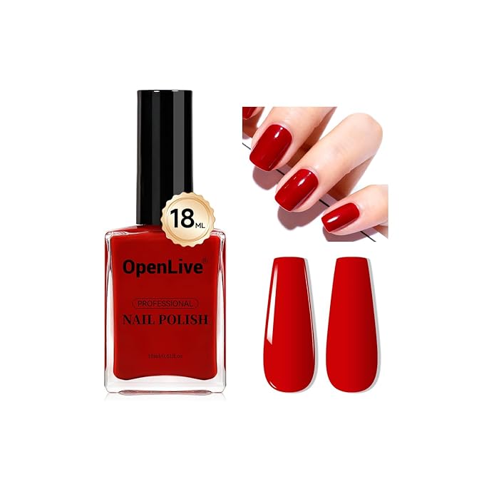 18ml Red Nail Polish Large Volume Quick Drying Nail Polish, Fast Drying and Long Lasting Color Nail Art DIY Home Manicure Gift for Women