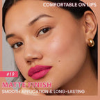 evpct 1Pcs Rose Red Matte Long Lasting Lip Liner Pencils Makeup for Shaping & Sculpting Lips, No Transfer Long Wear Waterproof Pigmented Lip Liner lipliners Crayon Lipstick Pencil Sharpener 19