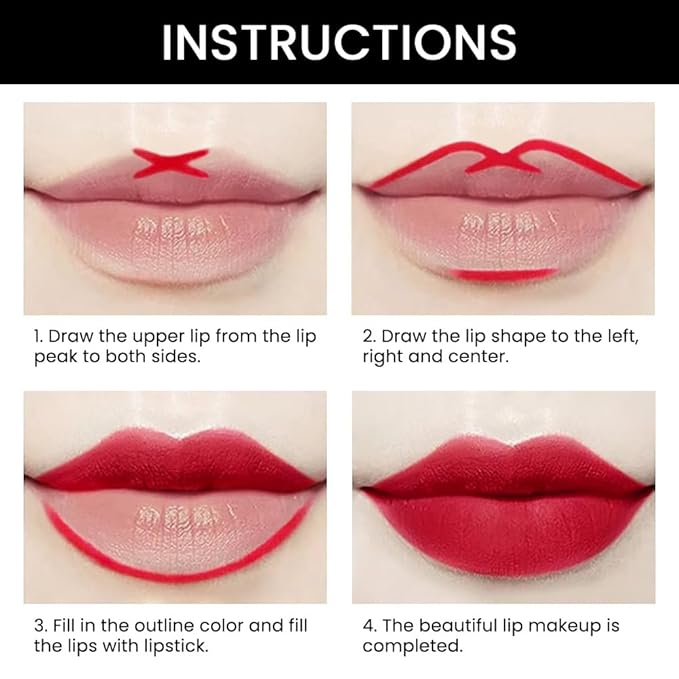 evpct 1Pcs Red Velvet Matte Lip Liner and Lipstick Combo Set Kit for Women, Lovely Sexy Rose Red Magic 24 Hours Lipstick and Lip Liner Gloss Stain Makeup Set Long Lasting Waterproof 24 labial, 41#