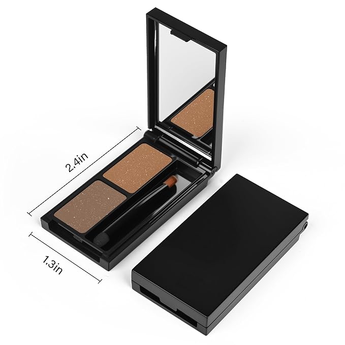 Dark light Brown Eyebrow Powder，Eyebrow Kit Makeup Palette，Two Colors Matte Eye Brow Powder With Mirror&Brow Brush for Women，LongLasting，Waterproof，Fill & Sculpt，Defined Natural Brows 01