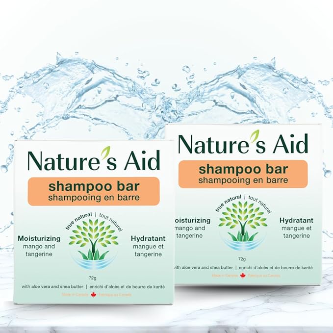 Natures Aid Rice Protein Shampoo Bar, 2.5 oz, 2 Pack (Orange Mango)