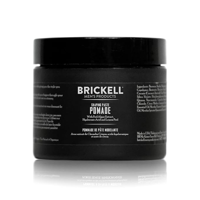 Brickell Men's Products Shaping Paste Pomade For Men, Natural, Texturizing Wax Pomade, 2 Ounce, Scented