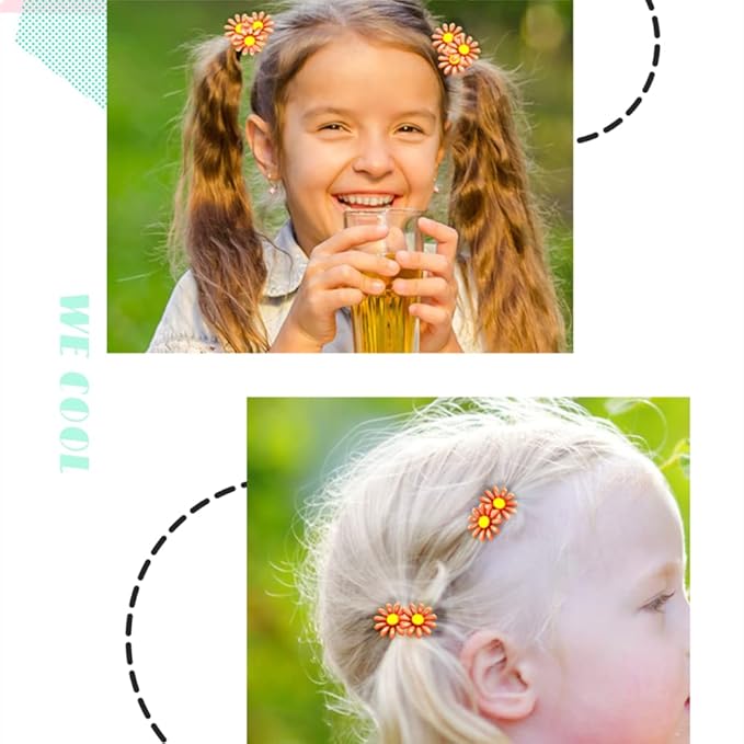 5pairs/Lot Sweet Hair Band Girl Hair Ties Hair Accessoires Small Sun Flower Design Rubber Band Perfect for Hair Style (Green Tie)