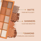 Neutral Nude Brown Eyeshadow Palette – 10 Matte & Shimmer Eye Shadows, High Pigment, Waterproof & Blendable. Long-Lasting Neutral Eye Makeup for Daily Natural Looks, Beginners & Mature Women.