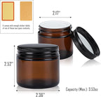 4oz Amber Glass Jars with Lids - 24 Pack Cosmetic Containers for Travel, Cream & Lotion