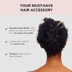 Kitsch Metal French Hair Pin for Women - Elegant Hair Accessories, Ideal for Buns & French Twist, Designed for a Secure, Comfortable Fit | Ideal Gifts for Women - 2 Pcs Gold