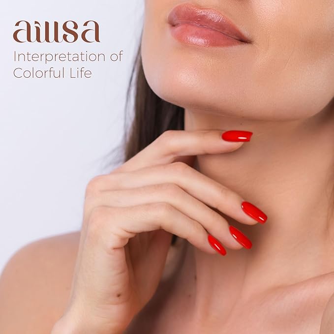 AILLSA Red Gel Nail Polish Hot Lady Gel Polish Apple Candy Color Jelly Gel Polish Long Lasting Soak Off U V Nude Gel Nail Manicure Salon at Home Holiday Gifts for Women 0.5 Fl Oz/GB11