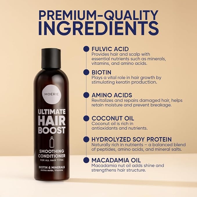 Moerie Ultimate Hair Growth Conditioner – For Longer, Thicker, Fuller Hair - Vegan Friendly Volumizing Hair Products – Paraben & Silicone Free – All Hair Types – Reverse Hair Loss – Triple Set
