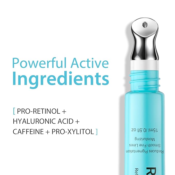 Retinol Eye Cream - Eye Serum for Dark Circles & Puffiness Anti-Aging - Under Eye Cream with Hyaluronic Acid & Caffeine to Reduce Wrinkles & Repair the Eye Area (15ml)