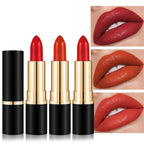 evpct 3Pcs Silky Creamy Matte Lipsticks Set for Women, Orange Ruby Cherry Red Matte Lipstick Lip Blam Sticks Long Lasting Waterproof, Lightweight and Hydrating Moisturizing Lipstick 24 Hour Originales