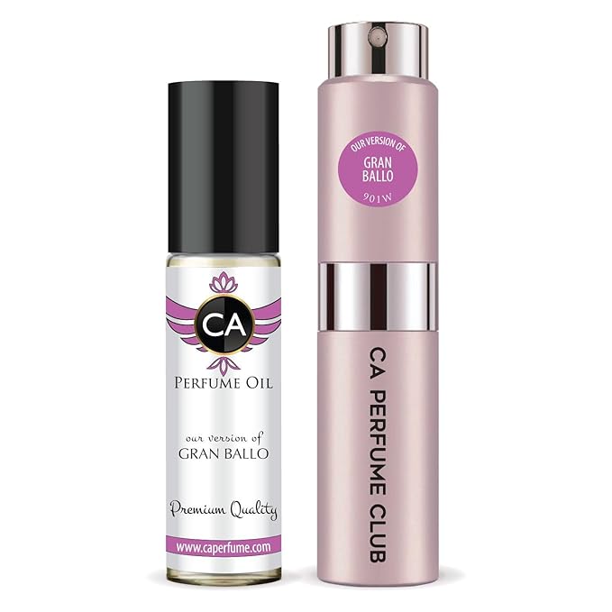 CA Perfume Duo Impression of Gran Ballo For Women Perfume Layering Set Long Lasting Travel Size EDP + Body Oil Roll-On Bottle 0.27 Fl Oz+0.33 Fl Oz