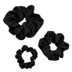 3 Pieces Satin Scrunchies Set for Hair No Crease Elastic Hair Ties for Women and Girls (Black)