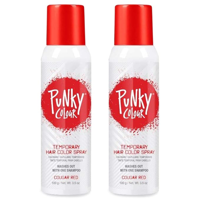 Punky Temporary Hair Color Spray – Cougar Red, Instant Vivid Temporary Hair Dye for Women, Wash Out, Hair-Color Spray, 3.5 oz, 2 Pack