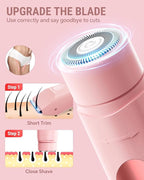 2026 Upgrade Bikini Trimmer for Women, 2 in 1 Electric Shaver with LED Display, IPX7 Waterproof Pubic Hair Trimmer, Rechageable Womens Electric Razor for Armpit Leg Body Facial (Pink)