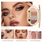 4-Color Eyeshadow Palette, Matte & Shimmer Neutrals, Highly Pigmented & Blendable, Everyday Natural Makeup, Travel-Friendly Compact, Warm Pumpkin Brown