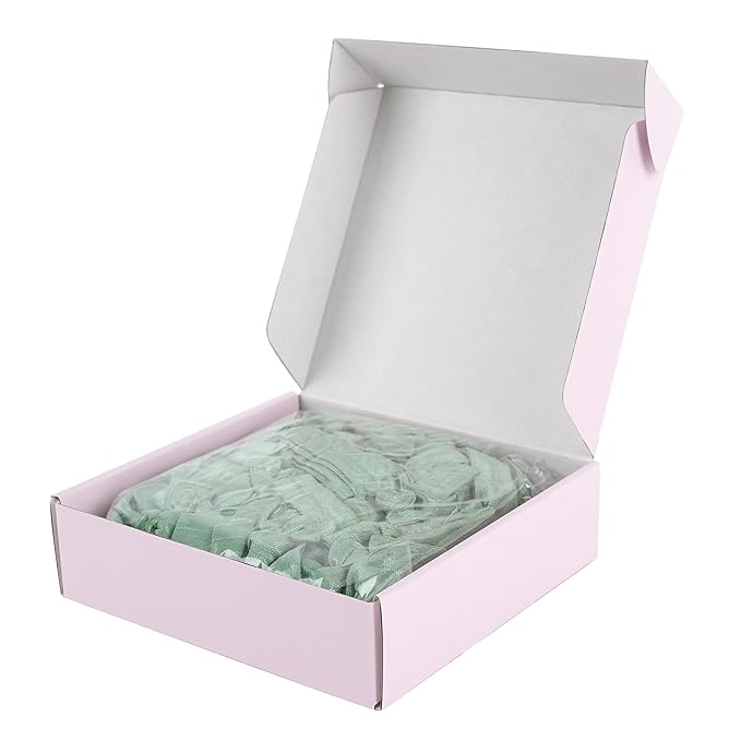 MEEDEE 100 Pack Sage Green Hair Ties For Women No Crease Soft Elastic Ribbon No Damage Sage Green Hair Ties Knotted Ouchless Hair Ribbon Yoga Hair Ribbons Elastic Bracelets