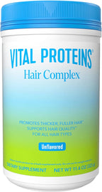 Vital Proteins Collagen Peptides + Biotin 10000mcg Hair Complex, Hair Growth Supplement - Clinically Studied Lustriva to Promote Thicker Fuller Hair, 20g Unflavored Collagen for Women 11.4oz Powder