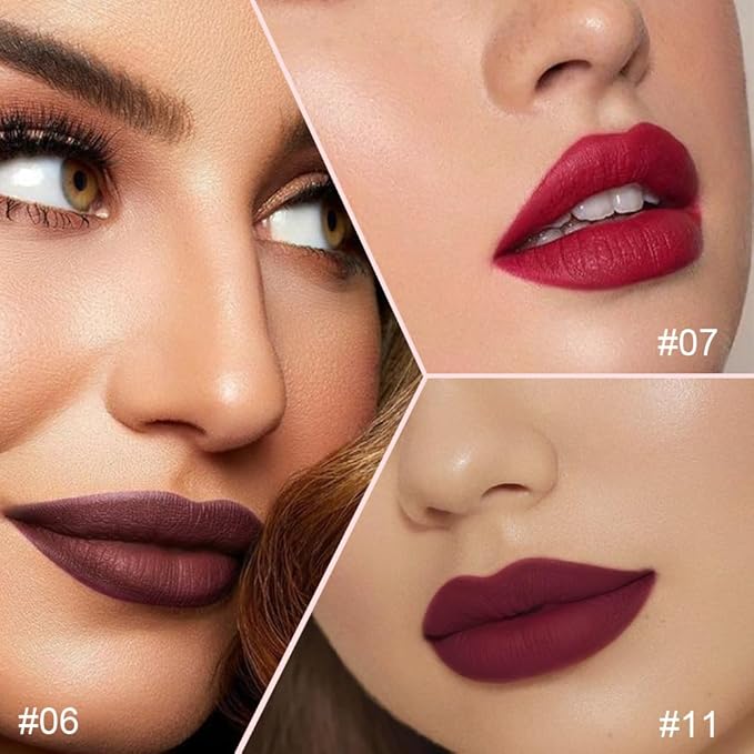 evpct 3Pcs Retractable Lip Liner Pencils Set Pack for Shaping & Sculpting Lips, Dark Mauve Maroon Purple Plum Ruby Red Creamy Matte Velvet Pigmented Lip Liner lipliners Crayon Lipstick,06 + 07 + 11