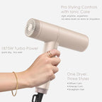 TOME Hair Dryer with Diffuser 1875W High Speed Blow Dryer Ionic 110000 RPM Cool Shot Lock 1 inch Air Curling Wands Nozzle Light Weight Pink