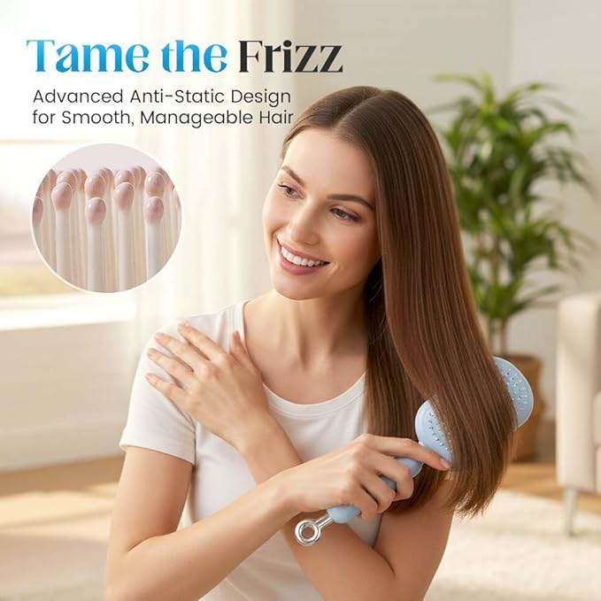 2026 New Retractable Cushion Massage Comb, Upgraded Air Cushion Scalp Comb for Women and Men, Anti-Static Hair Brush for Massage Heads and Suitable for All Hair Types (Pink)