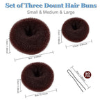 TsMADDTs Donut Hair Bun Maker, 3PCS Dark Brown Ring Style Bun Maker with 20PCS U Shaped Hair Pins for Women Dance