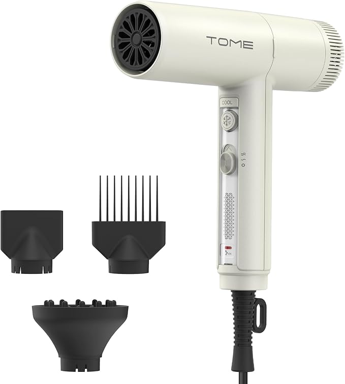 TOME 1875W Hair Dryer High Speed Motor Brushless 110000 RPM Blow Dryer Negative Ionic Cool Shot Lock with Diffuser Comb Nozzle Light Weight
