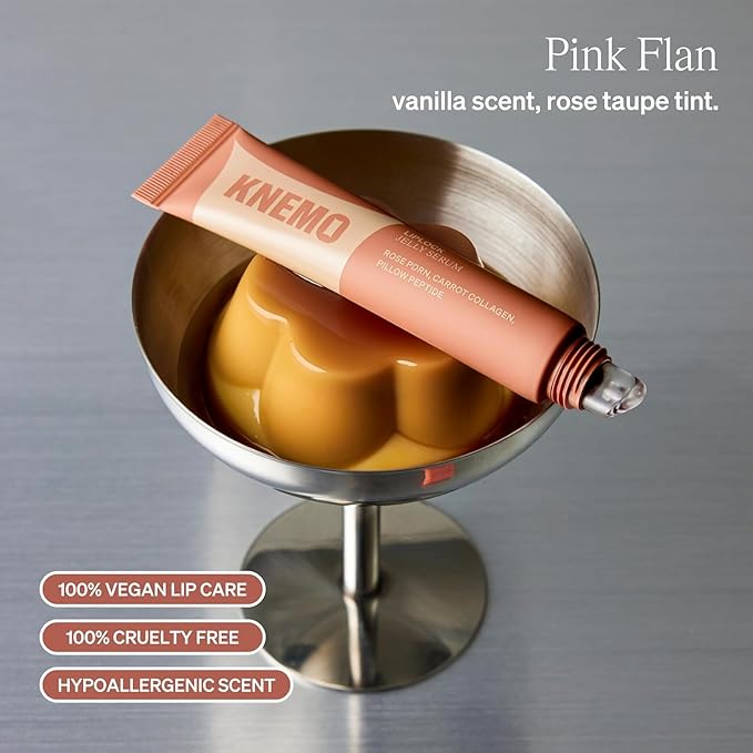 LipLock – Moisturizing K-beauty Vegan Lip Balm & Serum for Dry, Chapped Lips, Glossy Overnight Lip Mask with Rose PDRN, Carrot Collagen & Pillow Peptides (Pink Flan – Warm Taupe Tint)