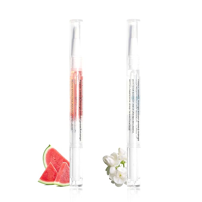 2Pcs Nail Cuticle Oils Nail Nutrition Oil Pen Nails Nourishment Pens 2 Smell Cuticle Revitalizer for Agnail Nourish Skin NailCare (Watermelon&Jasmine)