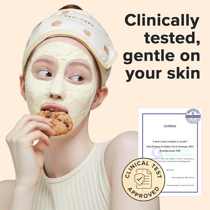 I DEW CARE Wash Off Face Mask - Cookie O' Glow | Hydrating and Purifying for Dry Skin with Cocoa Seed Butter, Korean Facial Mask Skin Care, Stocking Stuffers, Cute Stuff, 3.38 Oz