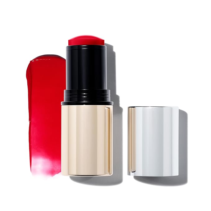 MAKE Beauty Heat Stroke Cream Blush Stick for Cheeks with Natural Hydrating Dewy Finish. Creamy Gel Blush Balm - Shade Feverish, Classic Red Cheek Tint