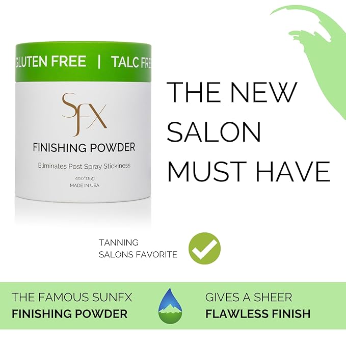 SunFX Post Spray Tan Translucent Finishing Powder | Talc Free | Sunless Tanning Setting Powder | Shimmer | Crisp & Fresh, 4.00 Ounce (Pack of 1)