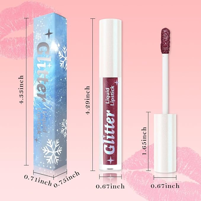 AMY'S DIARY Plum Wine Shimmer Liquid Lipstick, Shimmer Metallic Lip Gloss, Long-Lasting Waterproof Lip Color, High Shine Sparkle Makeup,Lip makeup for woman (#11)