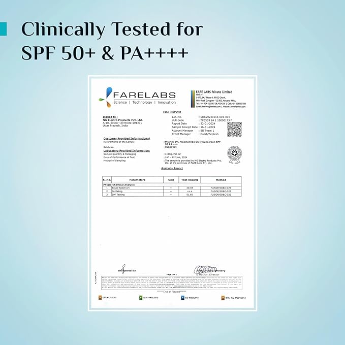 Pilgrim 2% Niacinamide Glow Sunscreen SPF 50 PA+++ | Lightweight, Hydrating & Non-Greasy | Helps Reduce Tanning & Improve Skin Tone | Suitable for Daily Use | 1.76 Oz (50gm)