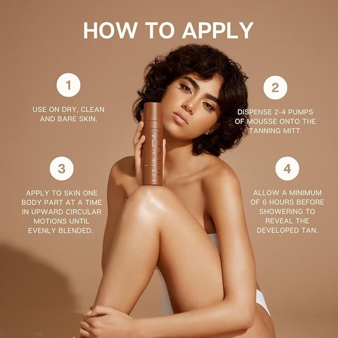 Nuda Ultra Dark Self-Tanning Mousse, Dark Face Tan Water, and Tanning Mitt Bundle